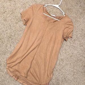 Faux suede relaxed fit top